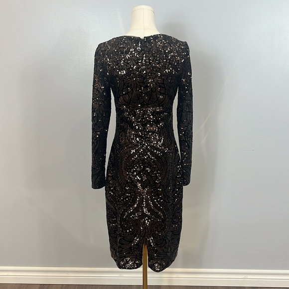 Aqua Black Dress with all over Gold Tone Sequins - Picture 10 of 17
